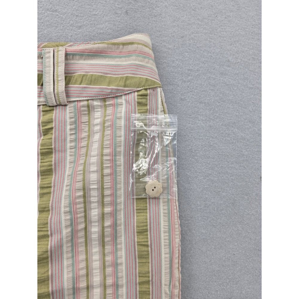 Cabi Striped Seersucker Mini Skirt Size 8 Green Pink Cotton Textured Style 309 - Picture 7 of 13